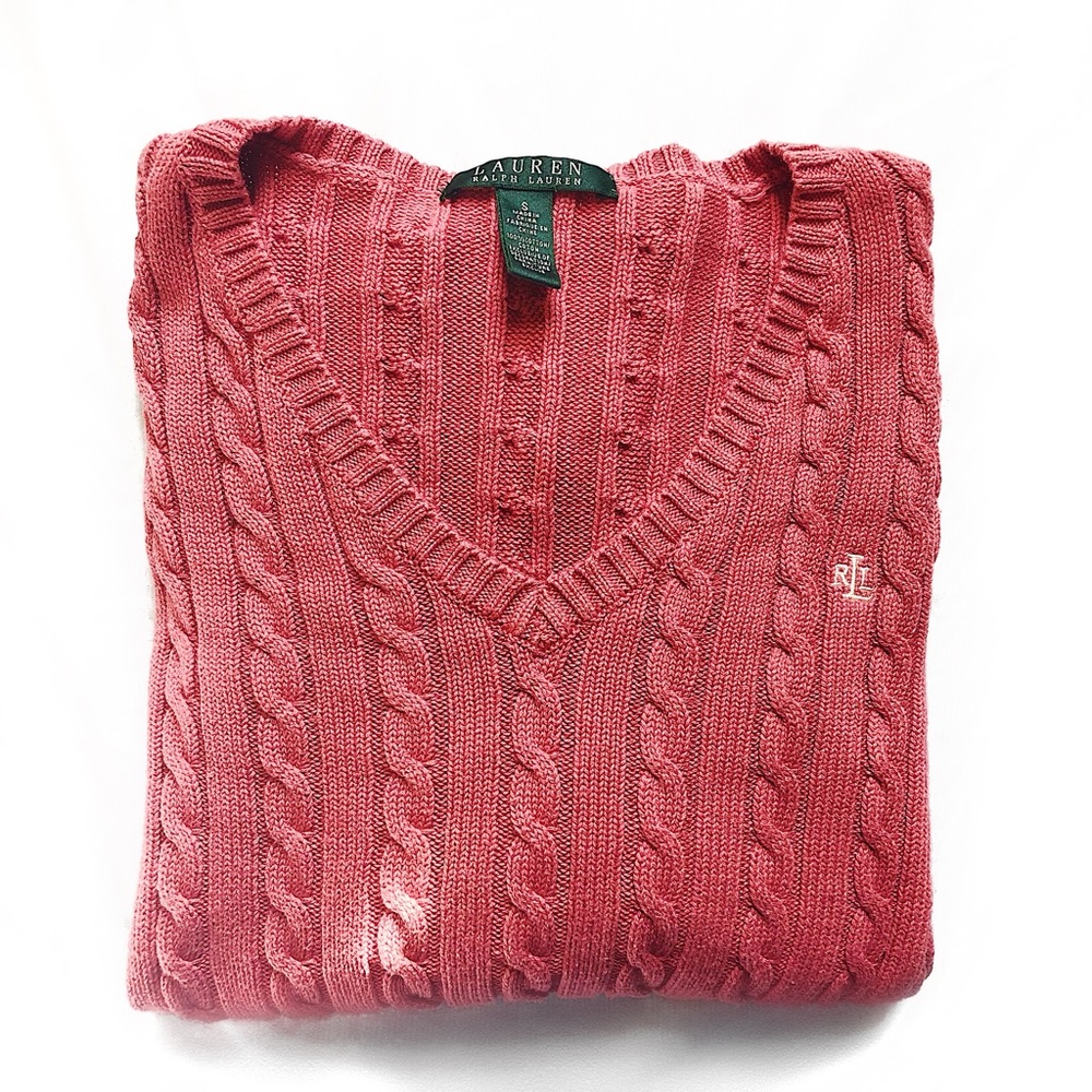 Lauren Ralph Lauren Pink Cable Knit Sweater